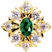 Load image into Gallery viewer, 20G 5/16 Clear Green Gem Gold Tone Art Deco Style Nose Hoop