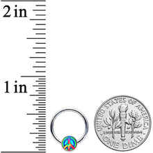 将图片加载到图库查看器,16G 3/8 Rainbow Tie Dye Peace Sign Hinged Segment Ring