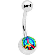 将图片加载到图库查看器,Rainbow Tie Dye Peace Sign Belly Ring