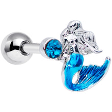 Load image into Gallery viewer, 16G 1/4 Aqua Gem Blue Mermaid Cartilage Tragus Earring