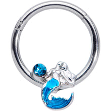 将图片加载到图库查看器,16G 3/8 Aqua Gem Blue Mermaid Hinged Segment Ring