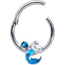 将图片加载到图库查看器,16G 3/8 Aqua Gem Blue Mermaid Hinged Segment Ring