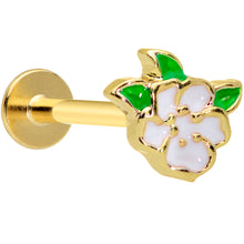 Load image into Gallery viewer, 16G 5/16 Gold Tone White Spring Flower Labret Monroe Tragus
