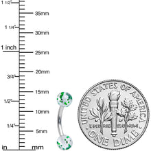 Load image into Gallery viewer, 16G 5/16 Clear Green Glitter Ends Curved Barbell