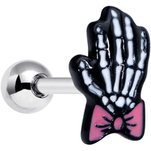 将图片加载到图库查看器,16G 1/4 Skeleton Hand Bow Halloween Cartilage Tragus Earring