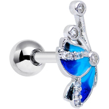 Load image into Gallery viewer, 16G 1/4 Clear Gem Blue Butterfly Cartilage Tragus Earring