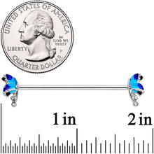 Load image into Gallery viewer, 14G Clear Gem Blue Butterfly Industrial Barbell 38mm