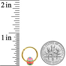 将图片加载到图库查看器,16G 3/8 Gold Tone Funky Painted Easter Egg Hinged Segment Ring