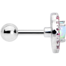 Load image into Gallery viewer, 16G 1/4 White Synthetic Opal Glam Oval Cartilage Tragus Earring