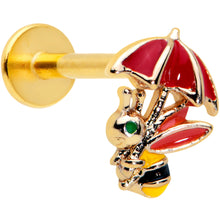 Load image into Gallery viewer, 16G 5/16 Gold Tone Rainy Day Umbrella Bee Labret Monroe Tragus