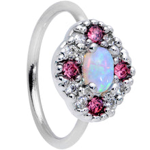 Load image into Gallery viewer, 20G 5/16 White Synthetic Opal Glam Oval Nose Hoop