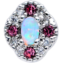 Load image into Gallery viewer, 20G 5/16 White Synthetic Opal Glam Oval Nose Hoop
