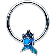 将图片加载到图库查看器,16G 3/8 Blue Synthetic Opal Blue Tail Mermaid Hinged Segment Ring