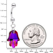 将图片加载到图库查看器,Purple Gem Hamsa Hand Dangle Belly Ring