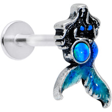 Load image into Gallery viewer, 16G 5/16 Blue Synth Opal Blue Tail Mermaid Labret Monroe Tragus
