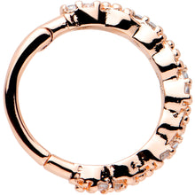 将图片加载到图库查看器,16G 3/8 Clear CZ Gem Rose Gold Tone Textured Hinged Segment Ring