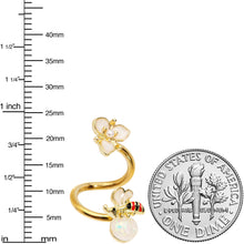 Load image into Gallery viewer, White Faux Opal Gold Tone Insect Flower Spiral Twister Belly Ring