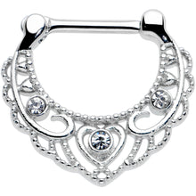 Load image into Gallery viewer, 16G 5/16 Clear Gem Textured Baroque Heart Cartilage Clicker