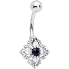 将图片加载到图库查看器,Clear Blue Gem Textured Rhombus Cross Belly Ring