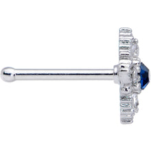Load image into Gallery viewer, 20G 1/4 Clear Blue Gem Textured Rhombus Cross Nose Bone