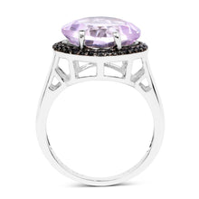 Load image into Gallery viewer, 5.50 Carat Genuine Pink Amethyst & Black Spinel .925 Sterling Silver Ring