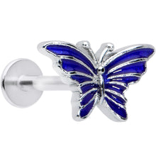 Load image into Gallery viewer, 16G 5/16 Beautiful Blue Butterfly Labret Monroe Tragus