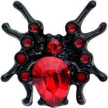Load image into Gallery viewer, 16G 1/4 Red Gem Black Spider Halloween Cartilage Tragus Earring