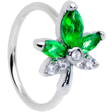 将图片加载到图库查看器,20G 5/16 Clear Green Gem Pot Leaf Nose Hoop