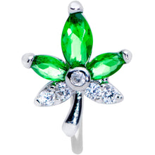 将图片加载到图库查看器,20G 5/16 Clear Green Gem Pot Leaf Nose Hoop