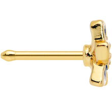 Load image into Gallery viewer, 20G 1/4 Gold Tone White Blue Flower Nose Bone