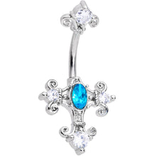 将图片加载到图库查看器,Clear Blue Gem Renaissance Cross Belly Ring
