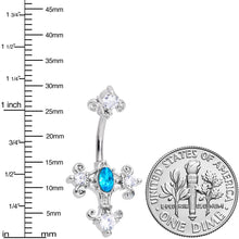 将图片加载到图库查看器,Clear Blue Gem Renaissance Cross Belly Ring