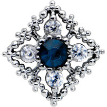 Load image into Gallery viewer, 16G 5/16 Blue Gem Textured Rhombus Cross Labret Monroe Tragus