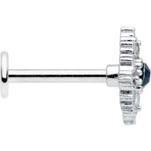 Load image into Gallery viewer, 16G 5/16 Blue Gem Textured Rhombus Cross Labret Monroe Tragus