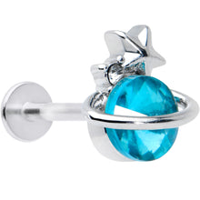 Load image into Gallery viewer, 16G 5/16 Clear Blue Gem Saturn Planet Star Labret Monroe Tragus
