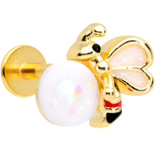 Load image into Gallery viewer, 16G 5/16 White Faux Opal Gold Tone Insect Labret Monroe Tragus
