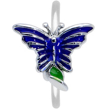 Load image into Gallery viewer, 20G 5/16 Beautiful Blue Butterfly Nose Hoop
