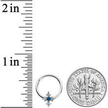 将图片加载到图库查看器,16G 3/8 Clear Blue Gem Renaissance Cross Hinged Segment Ring