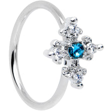 Load image into Gallery viewer, 20G 5/16 Clear Blue Gem Renaissance Cross Nose Hoop