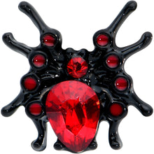 Load image into Gallery viewer, 16G 5/16 Red Gem Black Spider Halloween Labret Monroe Tragus