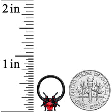 将图片加载到图库查看器,16G 3/8 Red Gem Black Spider Halloween Hinged Segment Ring