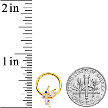 Load image into Gallery viewer, 16G 3/8 Clear CZ Gem Gold Hue Angel Christmas Hinged Segment Ring