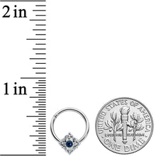 Load image into Gallery viewer, 16G 3/8 Clear Blue Gem Textured Rhombus Cross Hinged Segment Ring