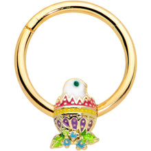 将图片加载到图库查看器,16G 3/8 Gold Tone Hatched Chick Easter Egg Hinged Segment Ring