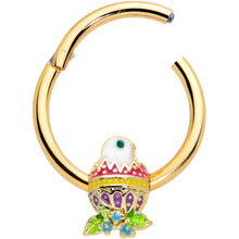 将图片加载到图库查看器,16G 3/8 Gold Tone Hatched Chick Easter Egg Hinged Segment Ring