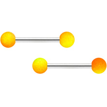 Load image into Gallery viewer, 14G 9/16 Orange Yellow Ombre Soft Finish Barbell Nipple Ring Set