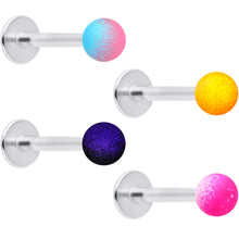 Load image into Gallery viewer, 16G 5/16 Pink Yellow Blue Ombre Soft Finish Labret Tragus Set of 4