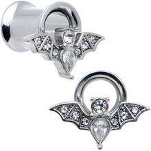 Load image into Gallery viewer, Clear Gem Bat Halloween Double Flare Tunnel Plug Set