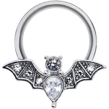 Load image into Gallery viewer, Clear Gem Bat Halloween Double Flare Tunnel Plug Set