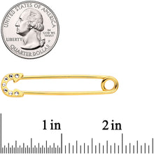 Load image into Gallery viewer, 14G Clear Gem Gold Tone Punk Safety Pin Industrial Barbell 38mm